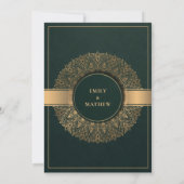 INVITATION BOTTLE VERT OR CLASSIQUE ORNATE MANDALA MARIAGE (Dos)
