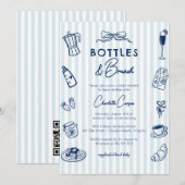 Invitation Bottles and Brunch Doodle Baby Shower QR Code (Devant / Derrière)
