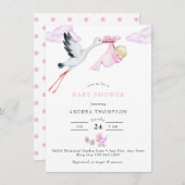 Invitation Bouche | Aquarelle bébé fille douche (Devant / Derrière)