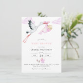 Invitation Bouche | Aquarelle bébé fille douche (Debout devant)