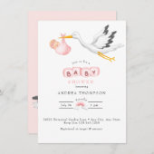 Invitation Bouche | Aquarelle bébé fille douche (Devant / Derrière)