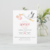 Invitation Bouche | Aquarelle bébé fille douche (Debout devant)