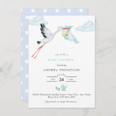 Invitation Bouche | Aquarelle bébé garçon douche (Devant / Derrière)