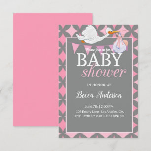 Invitation Bouche Baby shower rose