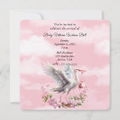 Invitation Bouche blanche Fille de bébé rose (Devant)