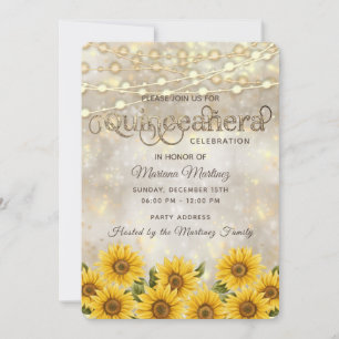 Invitation Bouche de tournesol String lumières or scintillant