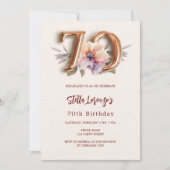 Invitation Bouche d'or beige fleuri 70e anniversaire luxe (Devant)