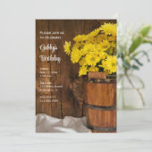 Invitation Bouche en bois et marmites Nacre Fête d'anniversai (Debout devant)