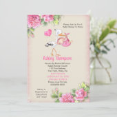 Invitation Bouche et aquarelle Fleurs Filles Baby shower (Debout devant)