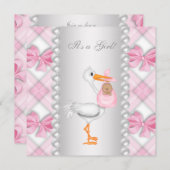 Invitation Bouche rose Africain-Américain Baby Girl Douche (Devant / Derrière)