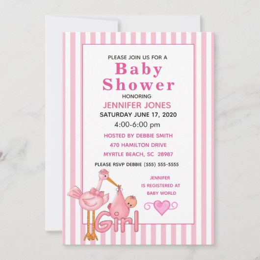 Invitation Bouche rose avec Baby Bundle Baby shower Invitatio (Devant)