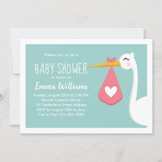 Invitation Boucherie moderne Oiseau mignonne Bébé Douche Invi