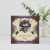Invitation Bouches crâniennes avec Mariage gothique Rose d'Ha (Debout devant)