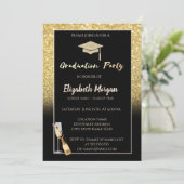 Invitation Bouchon de diplôme de Parties scintillant d'or, Co (Debout devant)