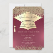 Invitation Bouchon de diplôme d'or, Diamants Graduation rouge (Devant)