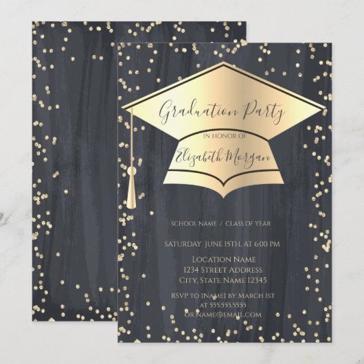 Invitation Bouchon de diplôme d'or, Diamètre de cadre (Devant / Derrière)