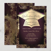 Invitation Bouchon de diplôme d'or, Diplôme de Damas Floral (Devant / Derrière)