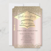 Invitation Bouchon de graduation d'or, Diamètre Rose de gradu (Devant)