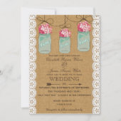 Invitation bouchon d'hydrangée mariage de pot de mason rustiq (Devant)