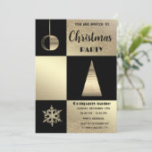 Invitation Boucle de couleur noire or entreprise Noël (Debout devant)