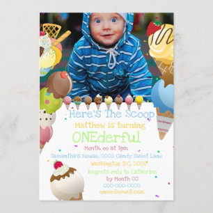 Invitation Boucle de crème glacée été photo fête colorée