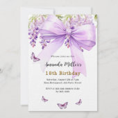 Invitation Boucles d'arc de lavande papillons de luxe anniver (Devant)