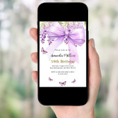 Invitation Boucles d'arc de lavande papillons de luxe anniver
