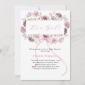 Invitation Boucles d'arc rose c'est un Baby shower fille (Devant)