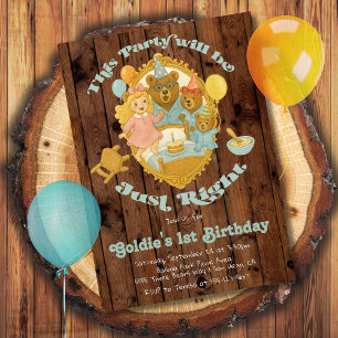 Invitation Boucles d'or et la fête d'anniversaire des trois o