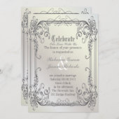 Invitation Boucles élégantes formelles blanc perle mariage vi (Devant / Derrière)