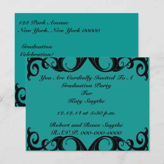 Invitation Boucles Noir Vintage (Devant / Derrière)