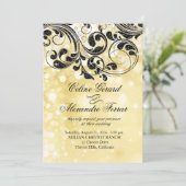 Invitation Boucles scintillantes sur fond de bokeh métallisé  (Debout devant)