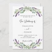 Invitation Boucles violets de lavande arche photo QR RSVP mar (Devant)