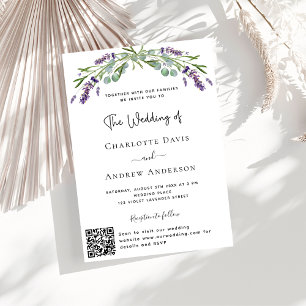 Invitation Boucles violets de lavande code QR mariage RSVP
