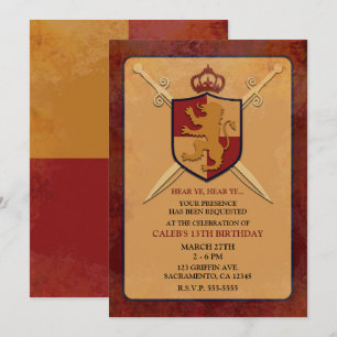 Invitation Bouclier de la fête du griffon chevalier royal bor