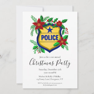 Invitation Bouclier de police avec un joyeux Noël au Poinsett