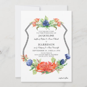 Invitation Bouclier floral Aquarelle Chute Orange Mum Thistèr