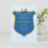 Invitation Bouclier royal bleu et or & Fête du prince héritie (Debout devant)