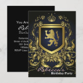 Invitation bouclier vintage grunge d'or de midevil (Devant / Derrière)