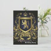 Invitation bouclier vintage grunge d'or de midevil (Debout devant)