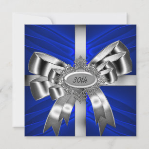 Invitation Boue d'argent bleu 30e Bijou blanc noir