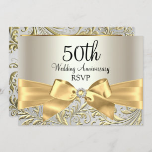 Invitation Boue d'or et spirale florale 50e anniversaire RSVP