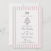 Invitation boue rose poussiéreuse, rose rayé | anniversaire m (Devant)