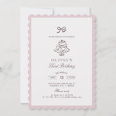 Invitation boue rose poussiéreuse, rose rayé | Inv. d'anniver (Devant)