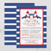 Invitation Bouée cardiaque marine moderne Baby shower NEUTRE (Devant / Derrière)