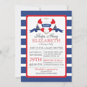 Invitation Bouée cardiaque marine moderne Baby shower NEUTRE