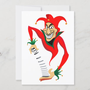 Invitation Bouffon Joker au rictus maléfique avec diable en b