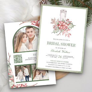 Invitation Bougainville de Noël Poinsettia Code QR Lancement