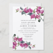 Invitation Bougainvillea Bourgogne Mariage rose (Devant)