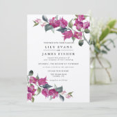 Invitation Bougainvillea Bourgogne Mariage rose (Debout devant)